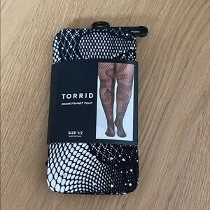 Torrid Black and White Snake Pattern Rhinestone Fishnet Tights 1X 2X